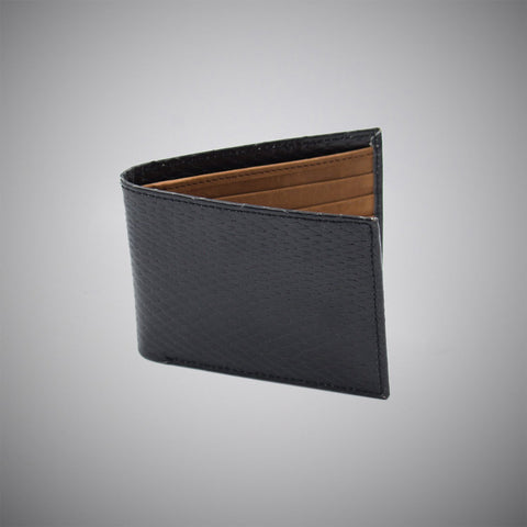 Black Snake Skin Embossed Calf Leather Wallet With Tan Suede Interior - justwhiteshirts