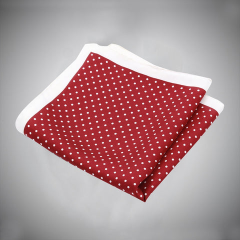 Burgundy Ground With White Dots Silk Pocket Square - justwhiteshirts