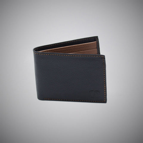 Black Embossed Calf Leather Wallet With Tan Stitch 001 - justwhiteshirts