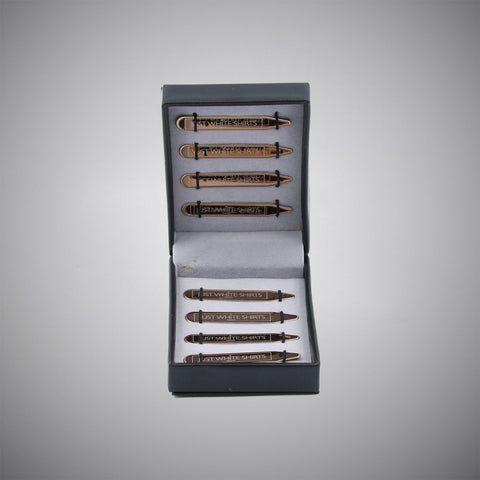 Rose Gold Chrome Finish Stainless Steel 8 Piece Collar Stay Box Set - justwhiteshirts