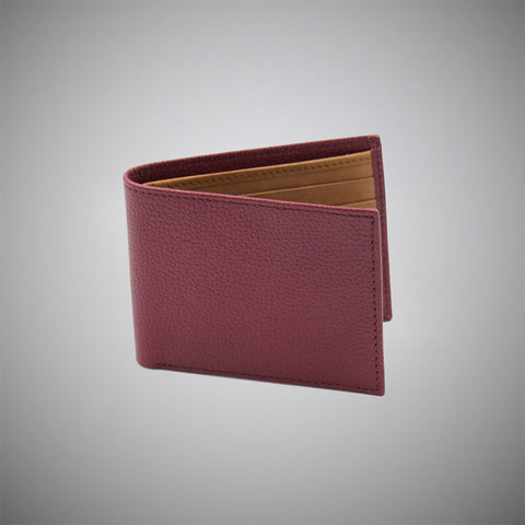 Burgundy Embossed Calf Leather Wallet With Tan Suede Interior - justwhiteshirts