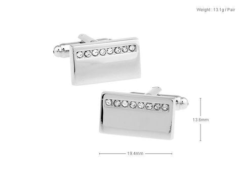 Crystal Silver Metal Cufflinks For Men's
