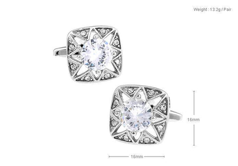 Crystal Silver Metal Cufflinks For Men's
