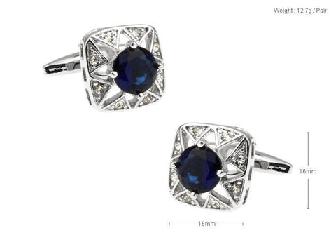 Black Crystal Silver Metal Cufflinks For Men's