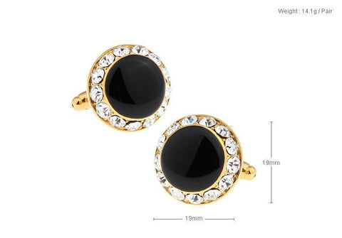 Black Crystal Metal Cufflinks For Men's