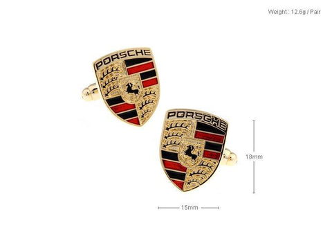 Porsche Logo Golden Metal Cufflinks For Men's
