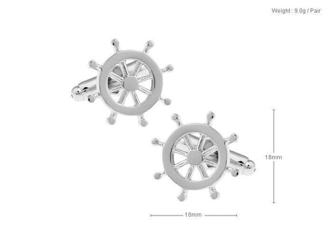 Ship Stearing Wheel Metal Cufflinks For Men's