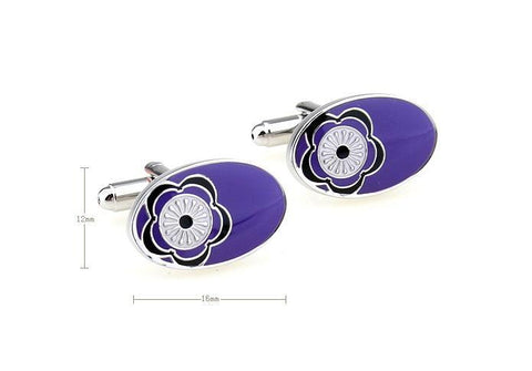 Purple Flower Metal Cufflinks For Men's
