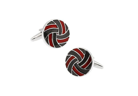 Black & Red Metal Cufflinks For Men's