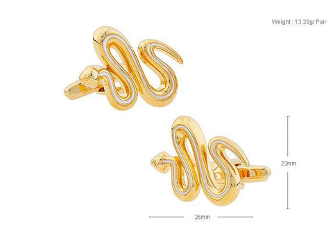 Snake Golden Metal Cufflinks For Men's