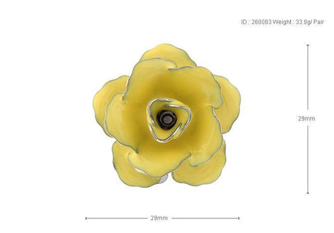 YELLOW ENAMEL ROSE METAL LAPEL PIN FOR MEN