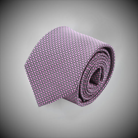 Pink Dots On Charcoal Ground Woven Silk Tie - justwhiteshirts