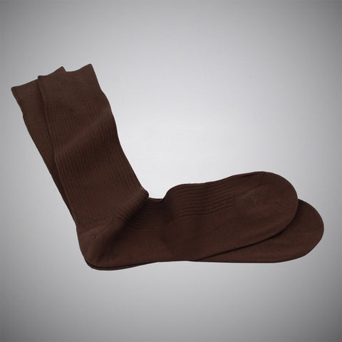 Burnt Brown Fine-rib Mid-calf Mercerized Cotton Socks - justwhiteshirts