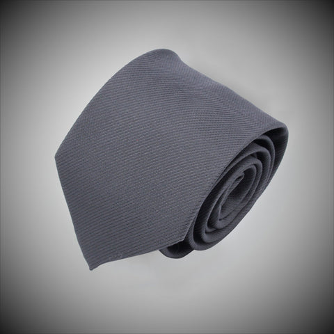 Solid Charcoal Twill Woven Silk Tie - justwhiteshirts