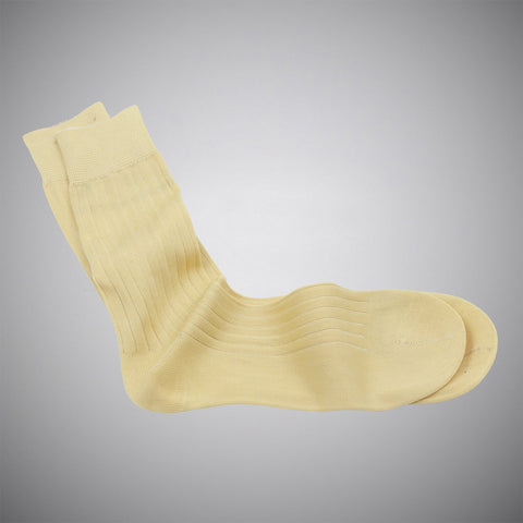 Butternut Yellow Mid-calf Mercerized Cotton Socks - justwhiteshirts