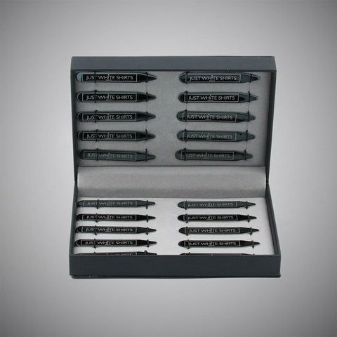 JWS Black Chrome Finish Stainless Steel 20 Piece Collar Stay Box Set