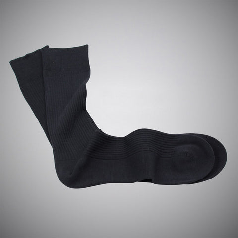 Charcoal Fine-rib Mid-calf Mercerized Cotton Socks - justwhiteshirts