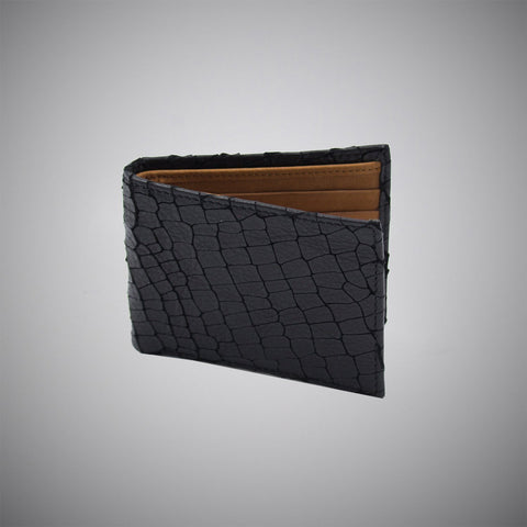 Black Laser Cut Leather Wallet With Tan Suede Interior - justwhiteshirts