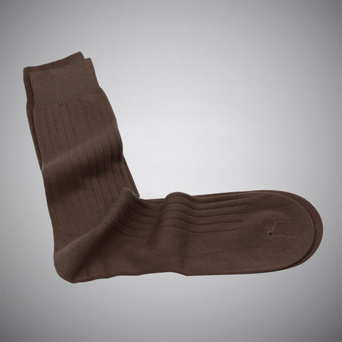 Choclate Brown Mid-calf Mercerized Cotton Socks - justwhiteshirts