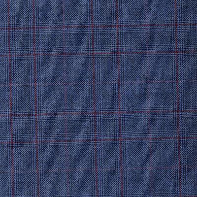 Classic Custom TROUSER 5 296 DBS235A 100%Wool SUPER110S Check Blue